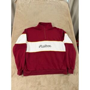 Malbon Golf Quarter Zip Sweatshirt Men's XL Burgundy White pullover Gold EUC